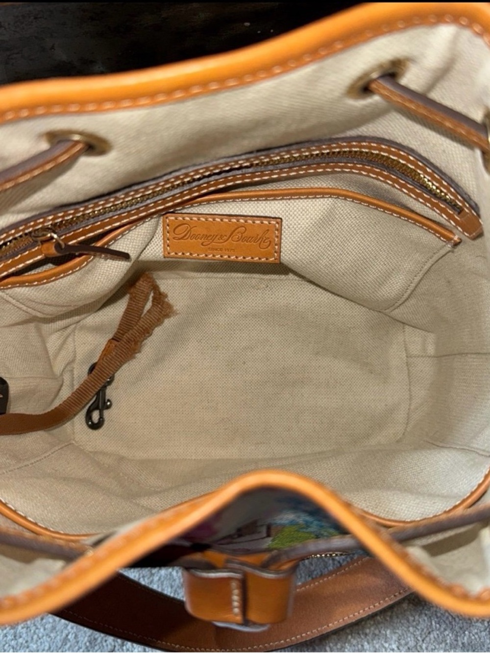 Dooney & Bourke Hydrangea Drawstring Hobo Bag in coated cotton - Picture 8 of 12